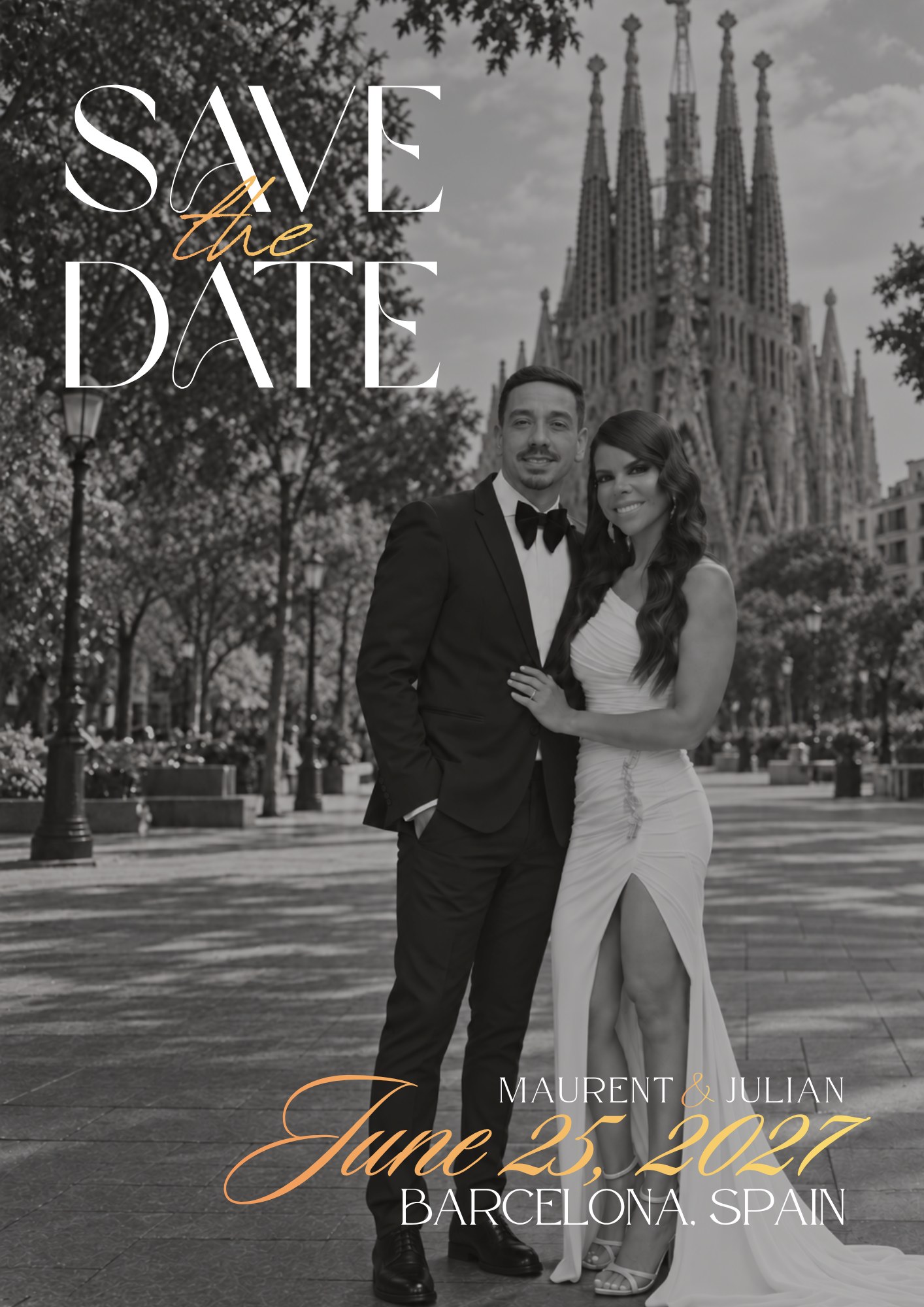 Save the date: Maurent y Julián, 25 de junio de 2027, Barcelona, España
